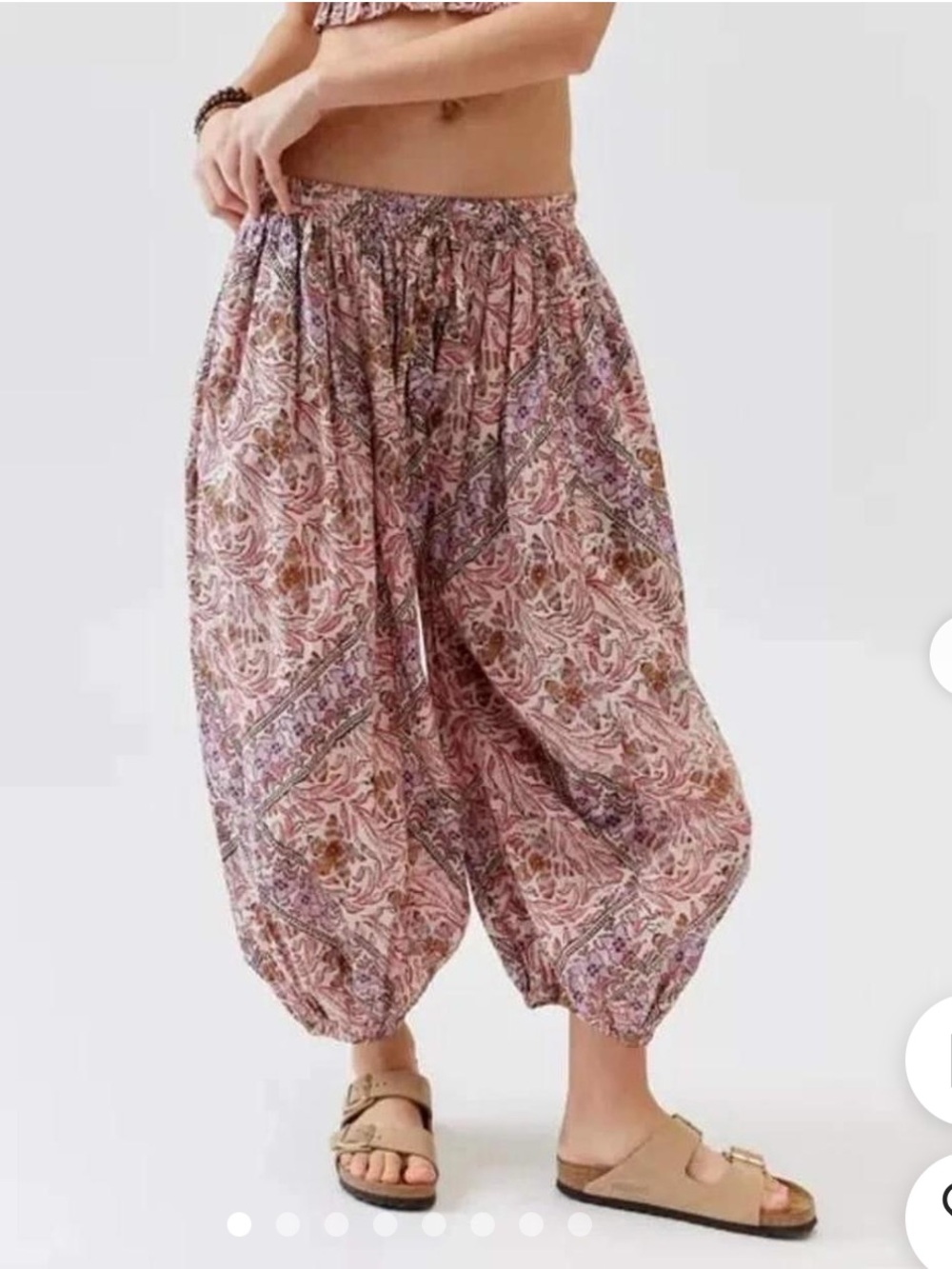 Out from under balloon Boho Floral Harem Pants in Pink